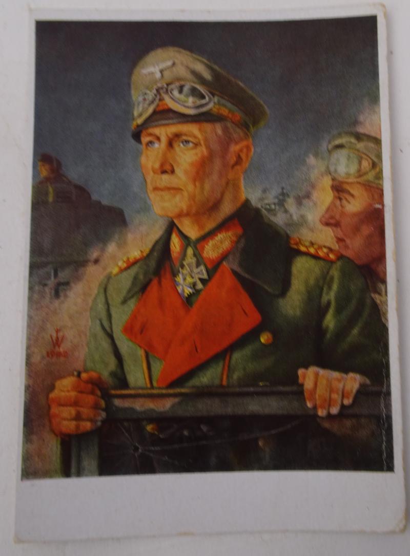 AVK Militaria A Very Rare Postcard With A Signed Portrait Of Erwin Rommel