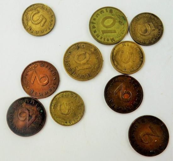 a set of 10 German WW2 coins