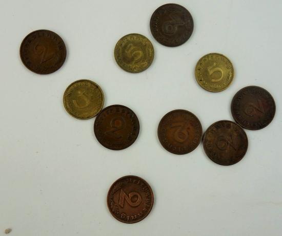 a set of 10 German WW2 coins