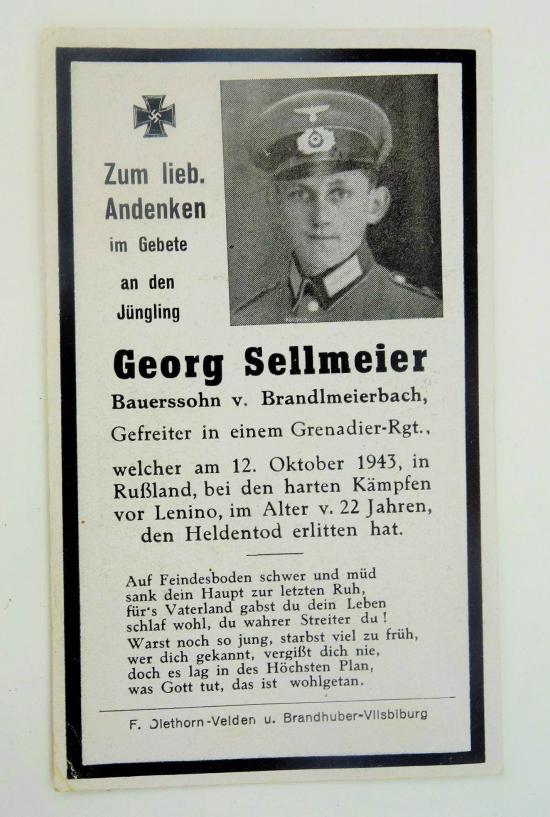 Wehrmacht Soldier Death Notice