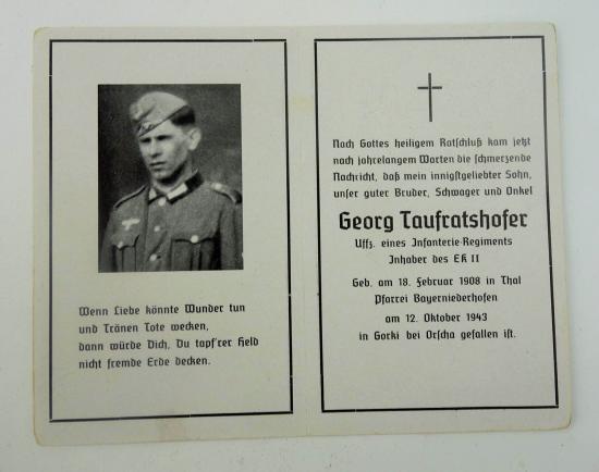 Wehrmacht Soldier Death Notice