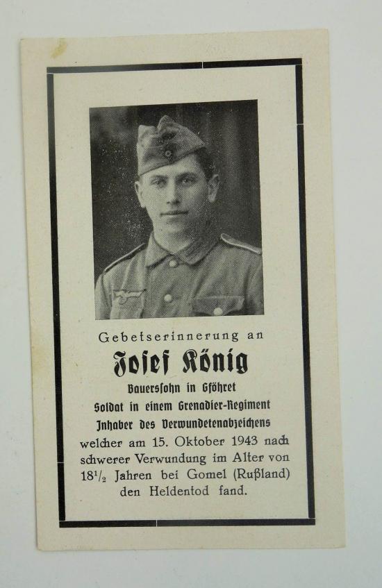 Wehrmacht Soldier Death Notice