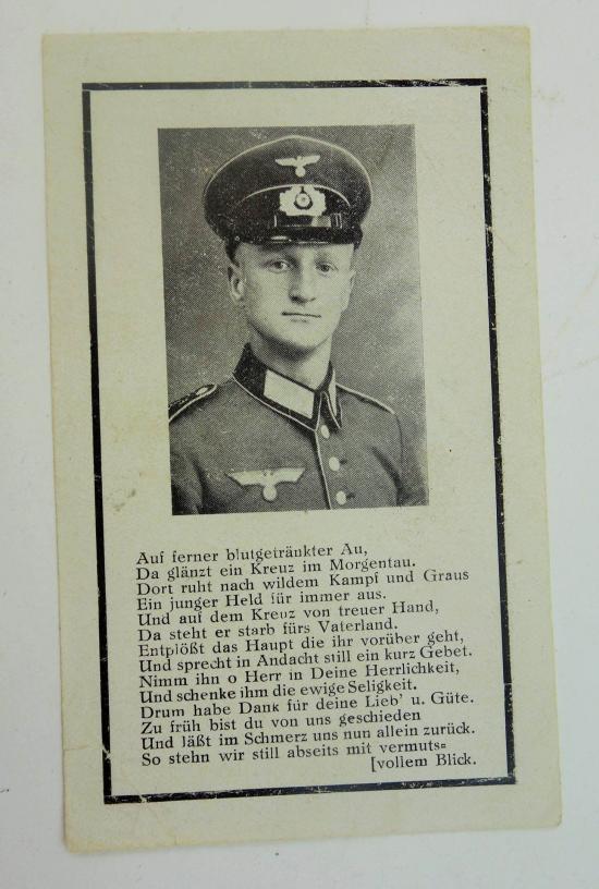 Wehrmacht Soldier Death Notice