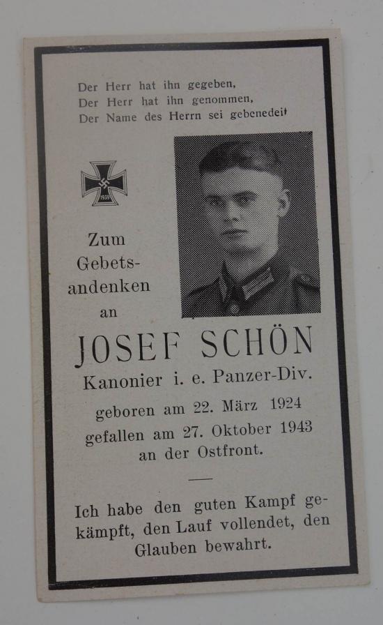 Wehrmacht Soldier Death Notice