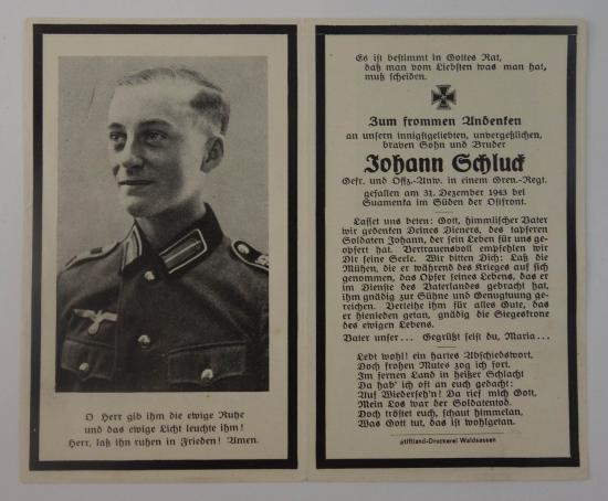 Wehrmacht Soldier Death Notice