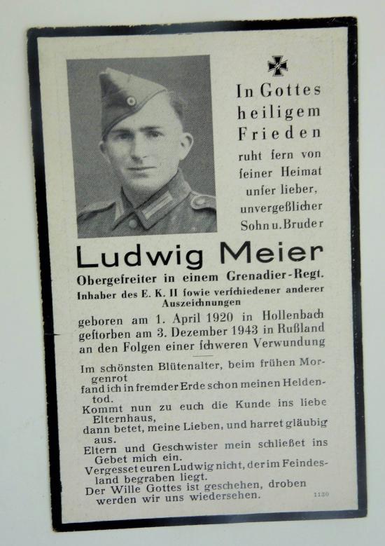 Wehrmacht Soldier Death Notice