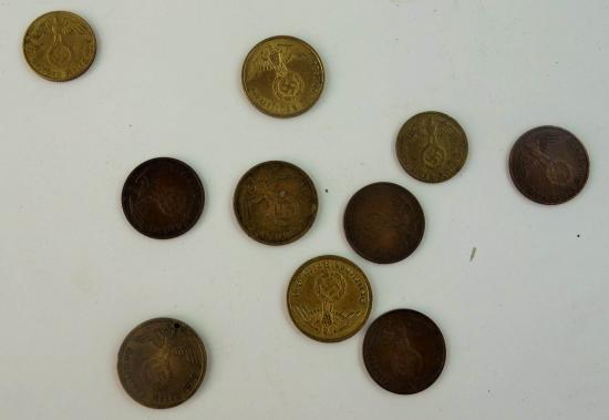 a set of 10 German WW2 coins