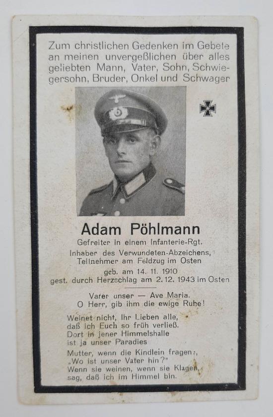 Wehrmacht Soldier Death Notice