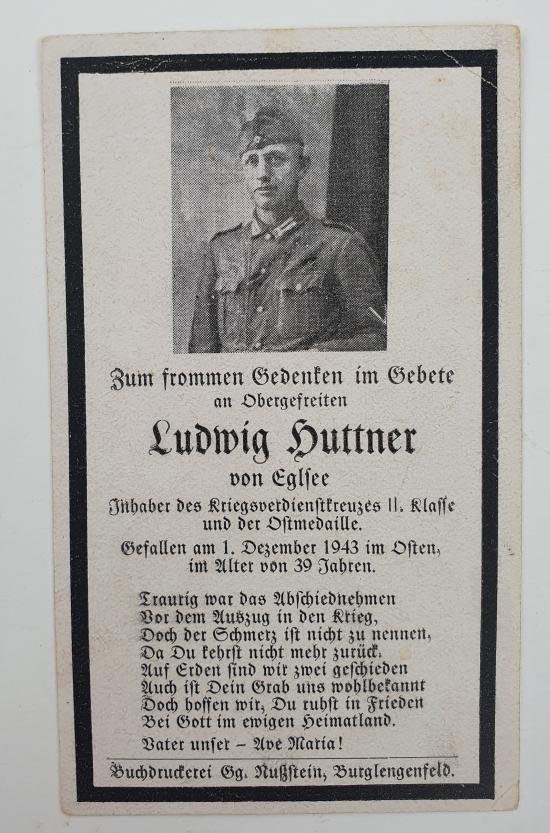 Wehrmacht Soldier Death Notice