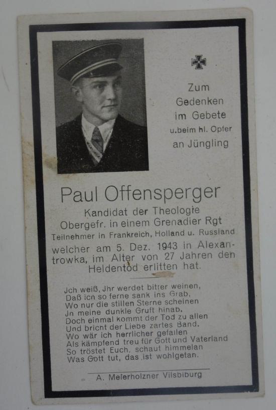 Wehrmacht Soldier Death Notice