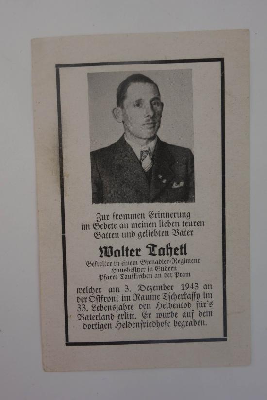 Wehrmacht Soldier Death Notice