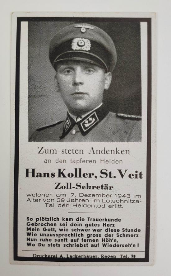 Wehrmacht Soldier Death Notice