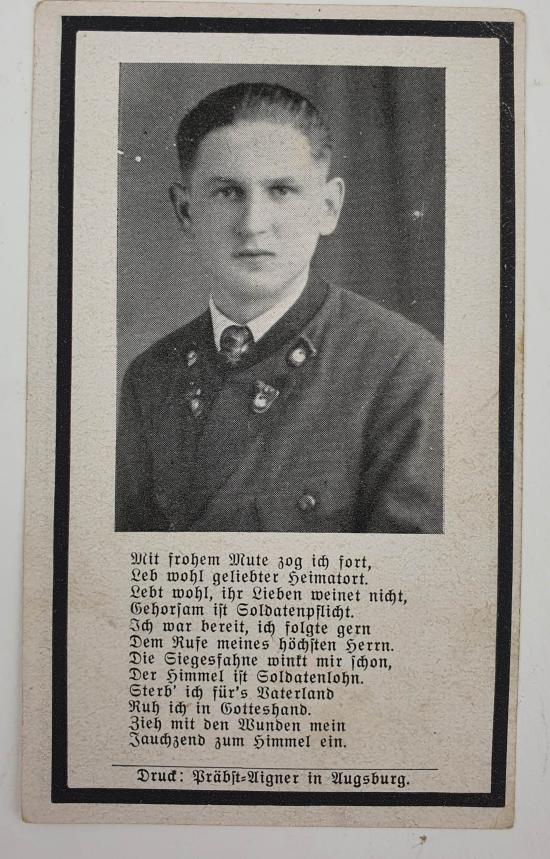 Wehrmacht Soldier Death Notice