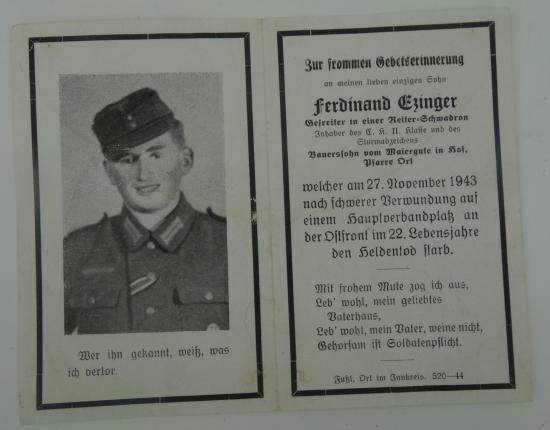 Wehrmacht Soldier Death Notice