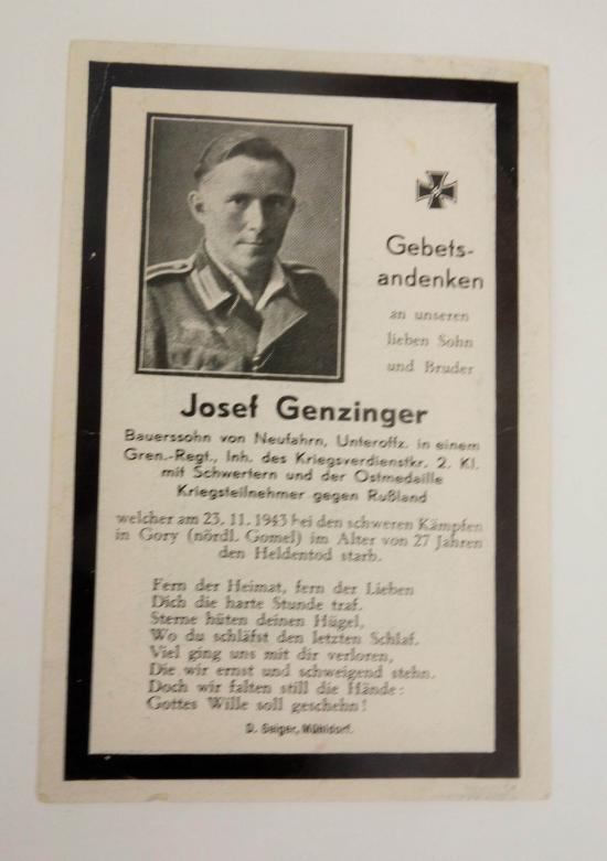 Wehrmacht Soldier Death Notice