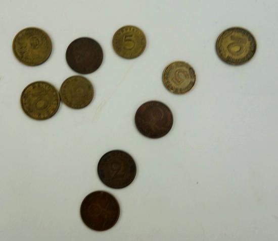 a set of 10 German WW2 coins