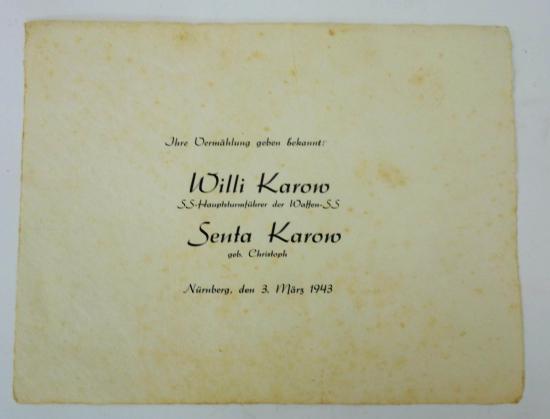 a german ww2 waffen ss wedding card