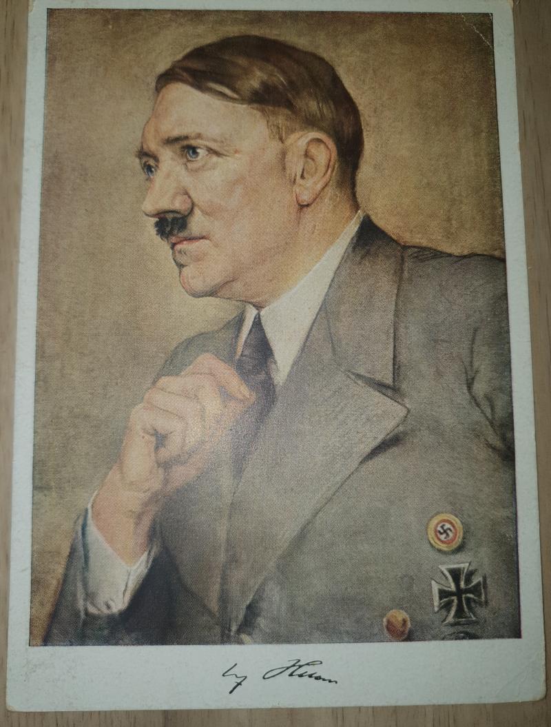 a german ww2 pre-war drawn from Adolf  hitler post card
