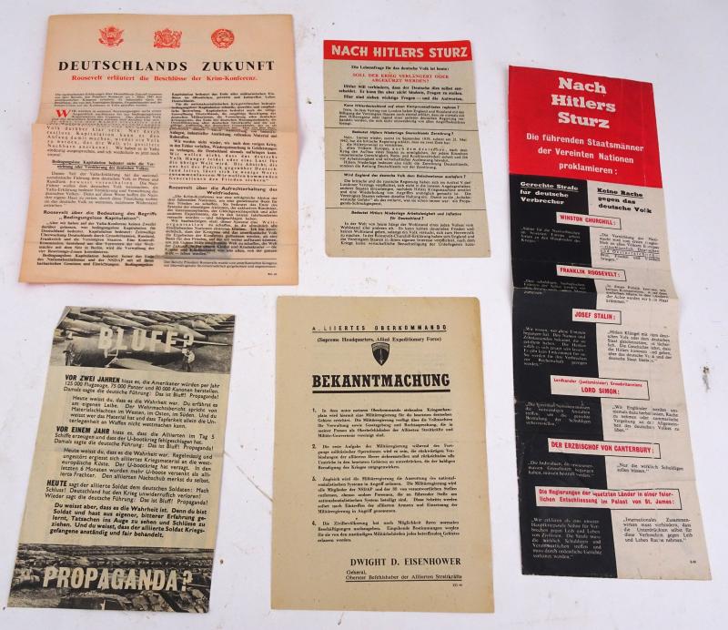 a set off 5 american ww2 propaganda drop flyer
