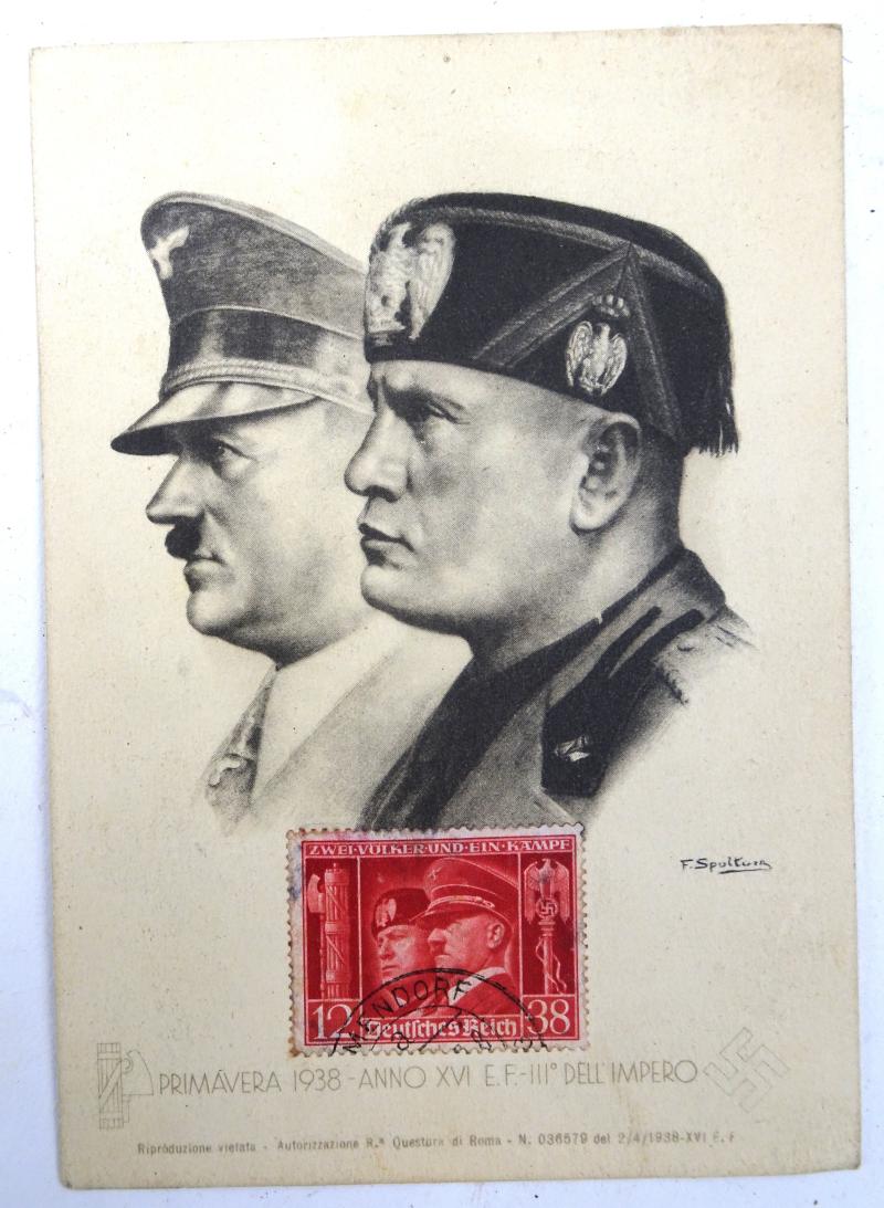 A ww2 postcard from Adolf hitler and  benito mussolini