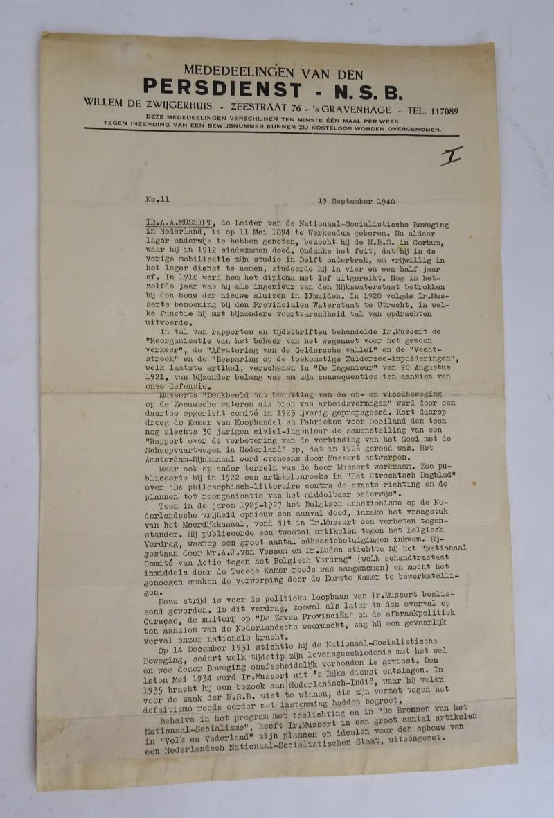 a dutch ww2 nsb document