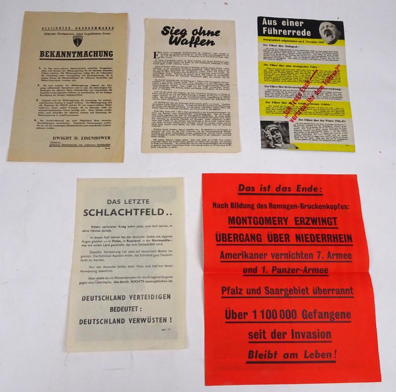 a set off 5 american ww2 propaganda drop flyer