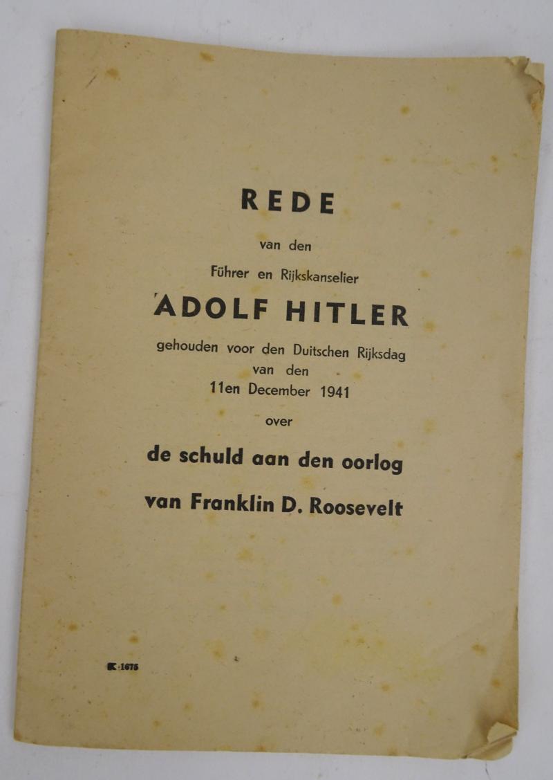 a translation booklet with the speech of adolf hitler