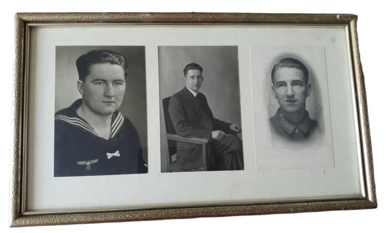 a photo frame with 3 portrait photos in beautiful condition