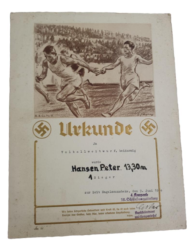 a Nazi certificat for shot putter