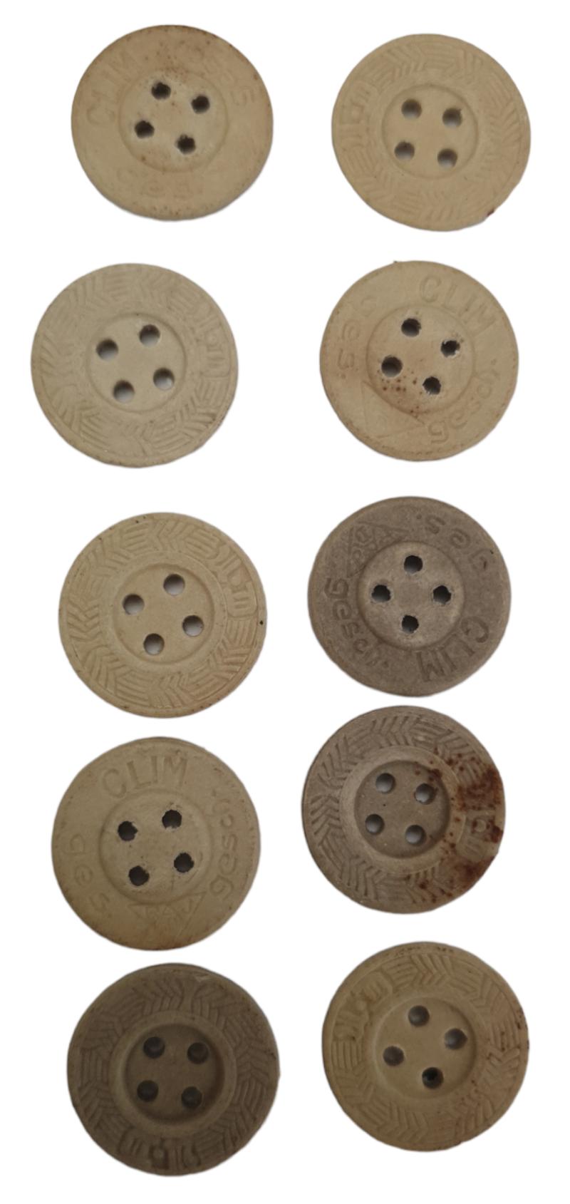 10 german buttons made from pressed paper