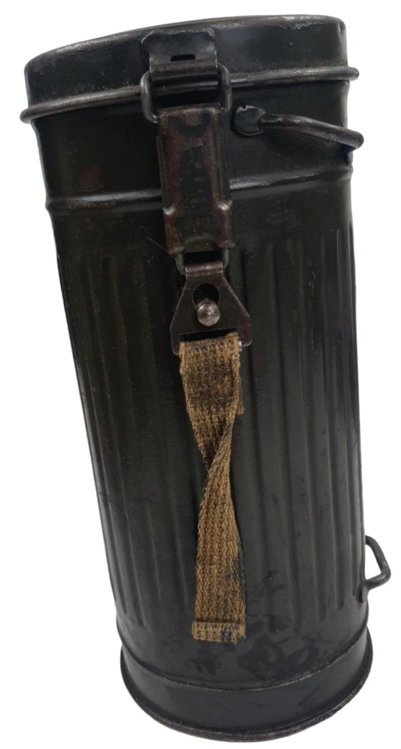 A wehrmacht empty gasmask cannister