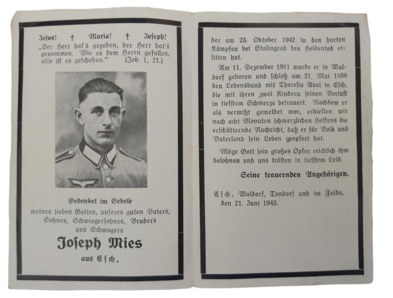 Wehrmacht Soldier Death Notice