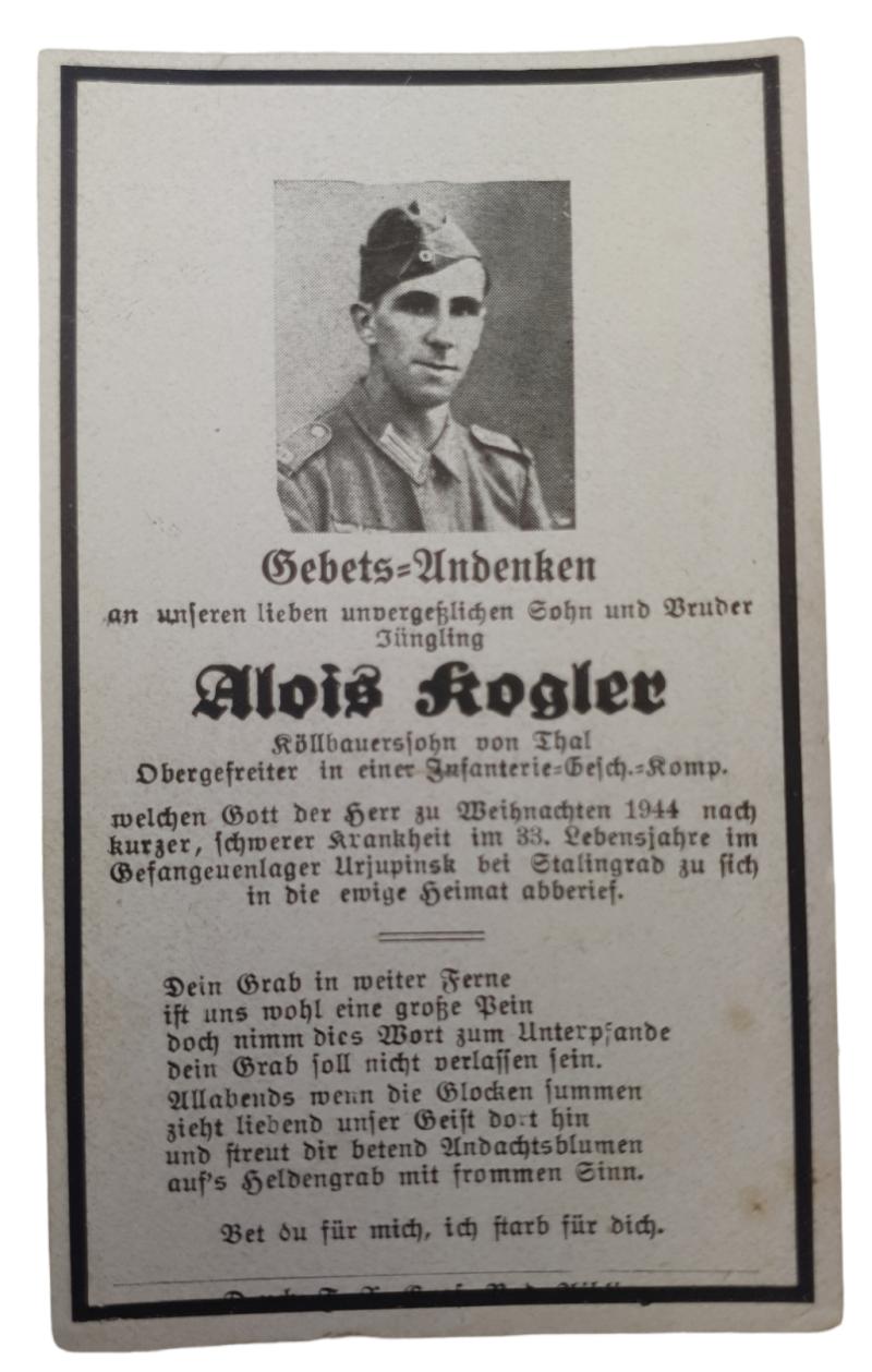 Wehrmacht Soldier Death Notice
