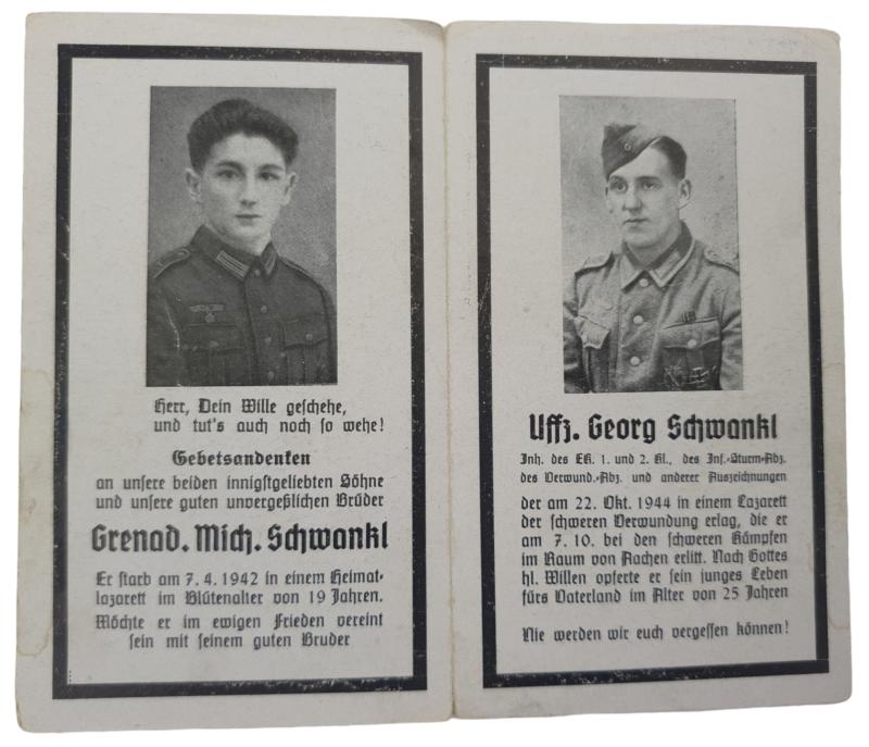 Wehrmacht Soldier Death Notice off 2 brothers