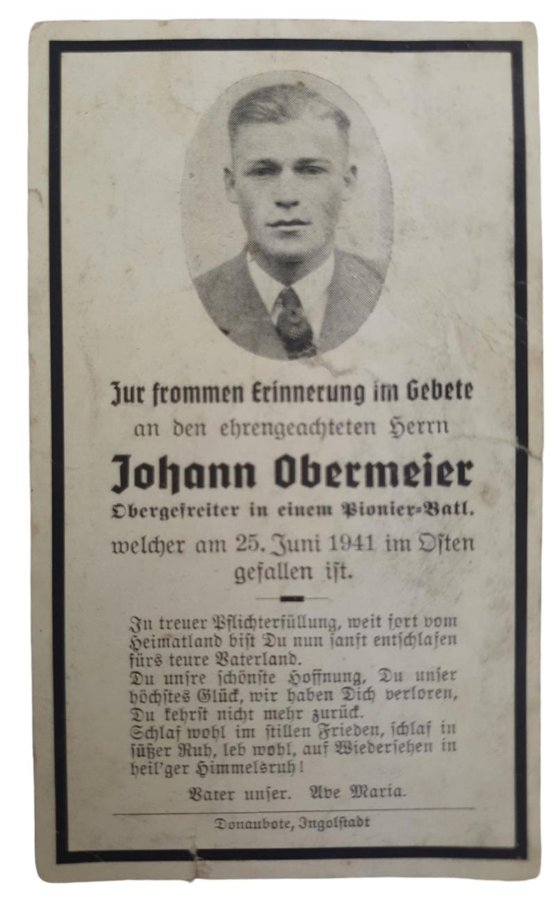 Wehrmacht Soldier Death Notice