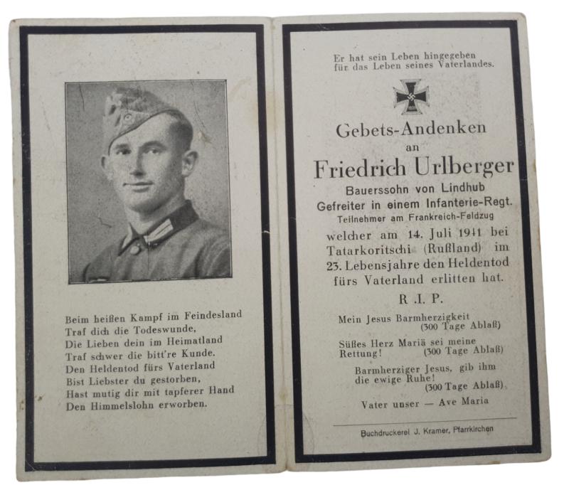 Wehrmacht Soldier Death Notice