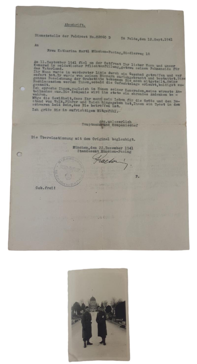 Letter for the family van een died Wehrmacht soldier