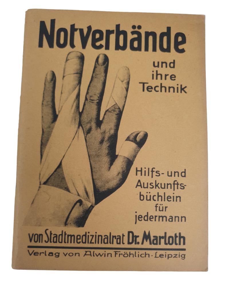 A german ww2 red cross emergency bandaging technique instruction booklet