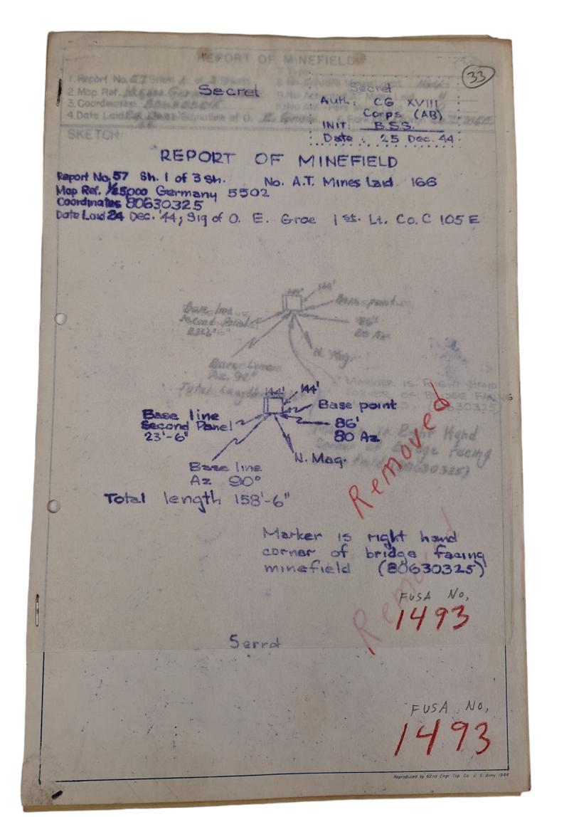 a American WW2 period Battle of the Bulge drawn mine maps