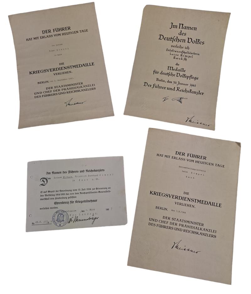 a set of 4 documents from 2 people from 1 family