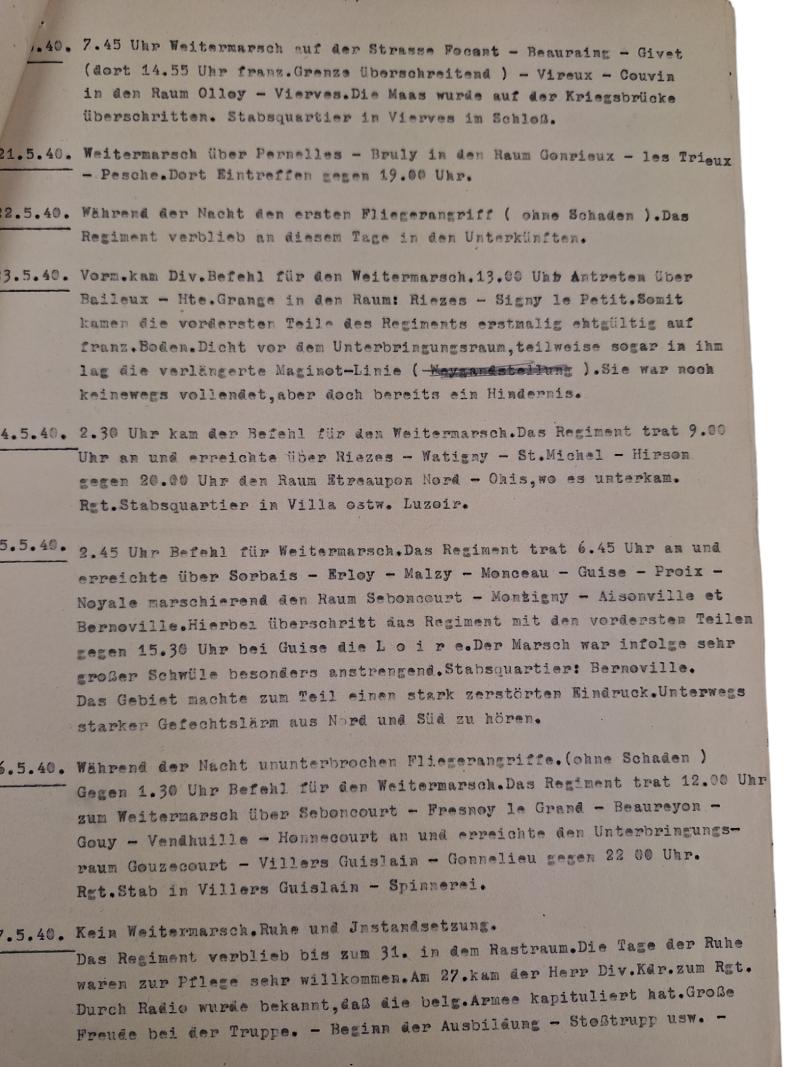 a wehrmacht infantry reg 103 field report from 10 may 1940 to 25 june 1940