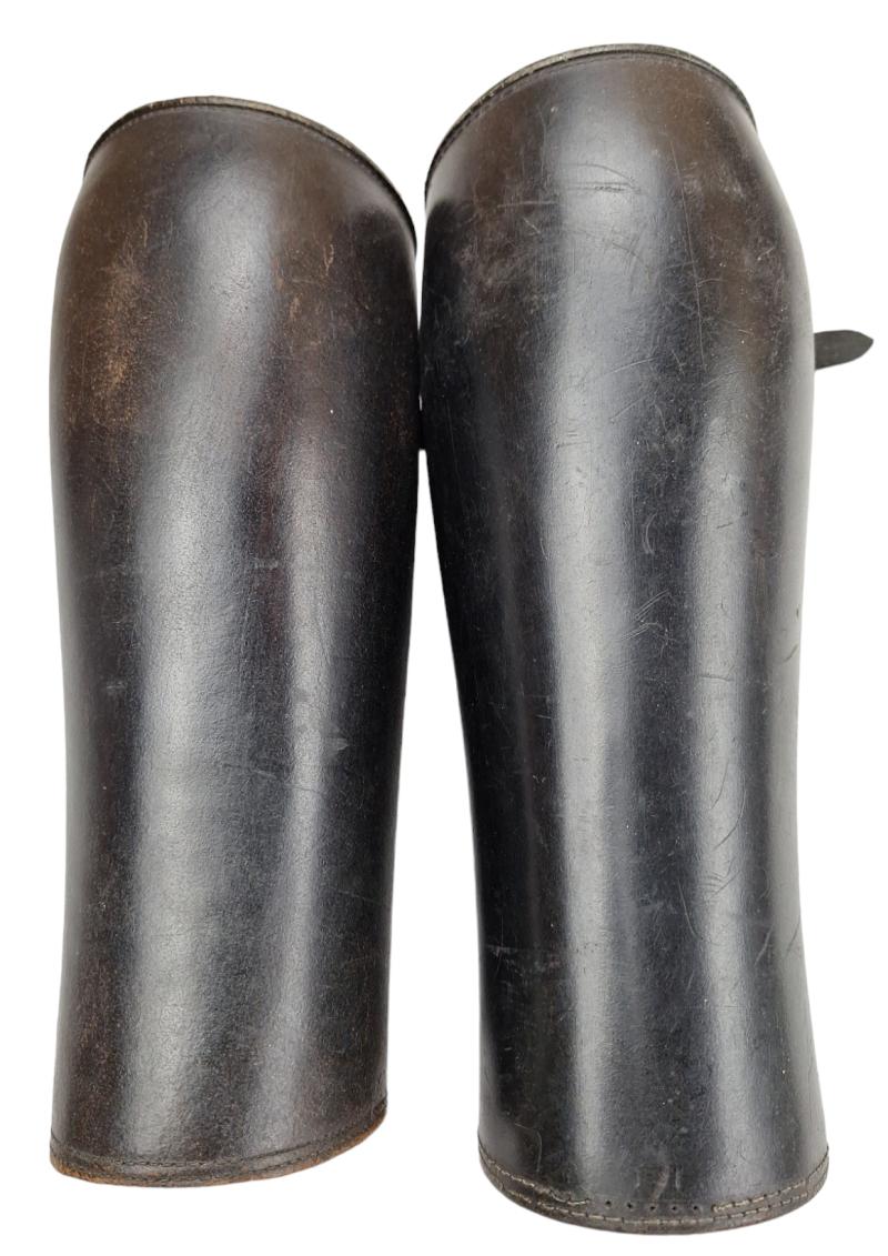 A set off Dutch WW2 black leather Gaiters
