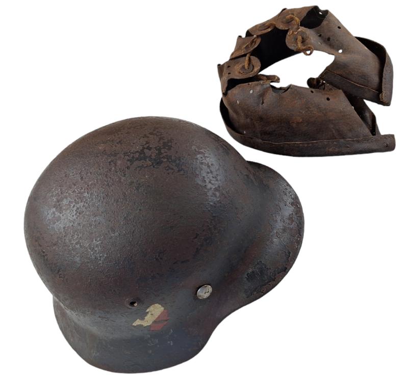 a wehrmacht heer  m35 battle damage double decal helmet