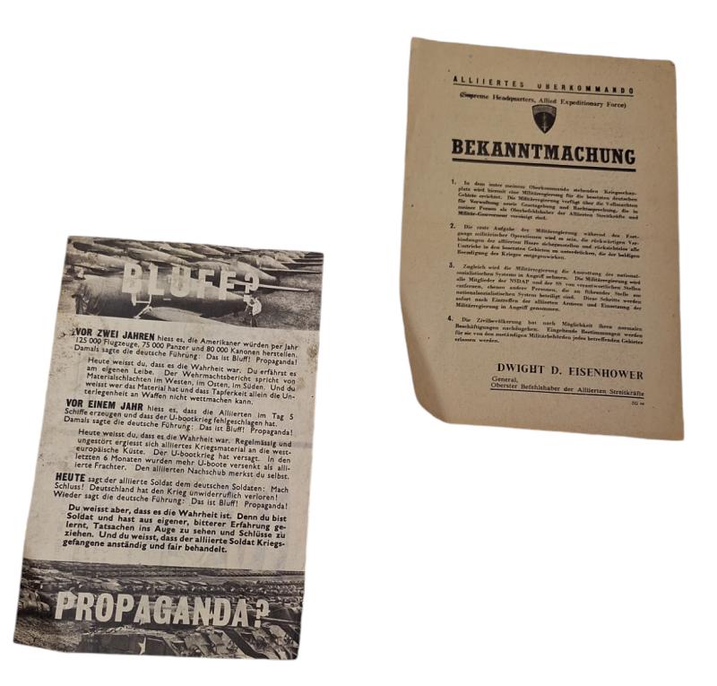 a set off  2 american ww2 propaganda drop flyers