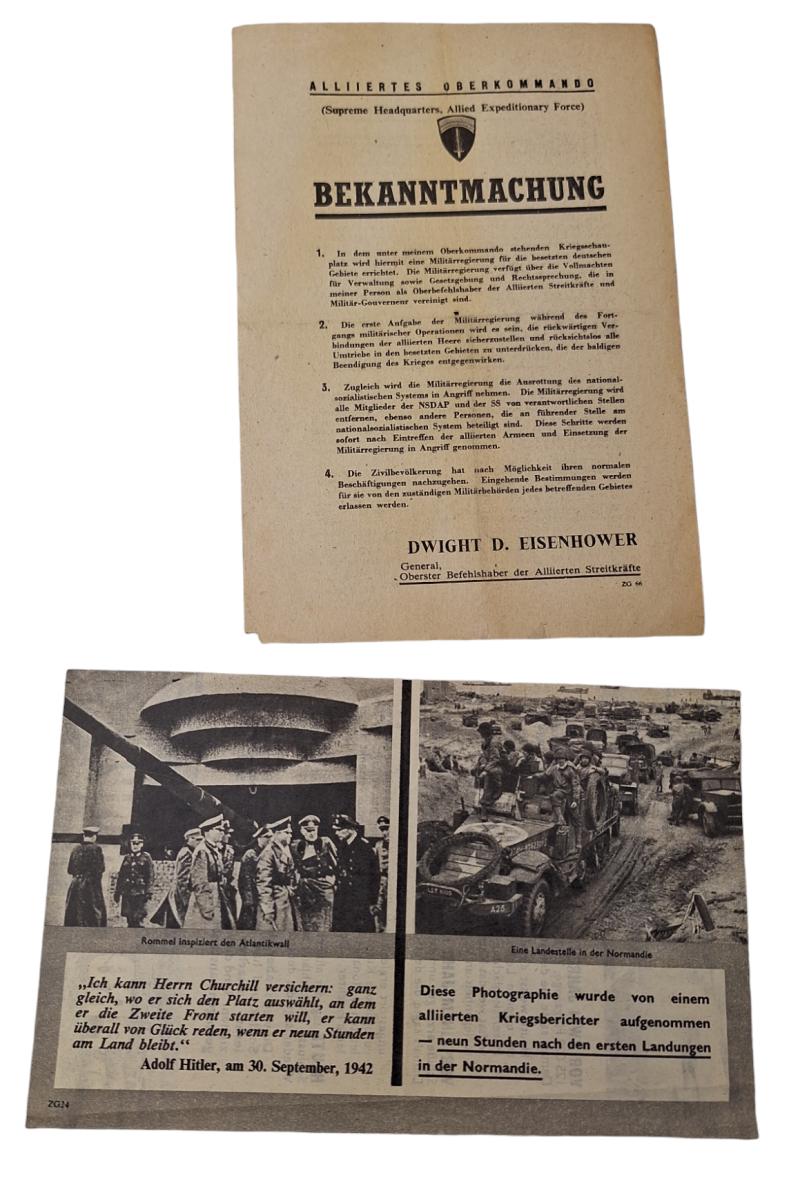 a set off  2 american ww2 propaganda drop flyers