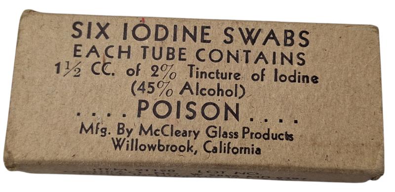 us ww2 box with lodine swabs