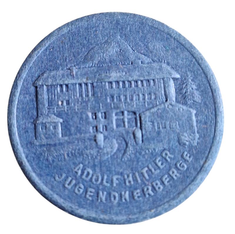 a german HJ Pressed Paper Tinnie  Adolf Hitler Jugendherberge