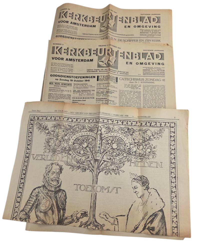 three parts of Dutch WWII newspapers