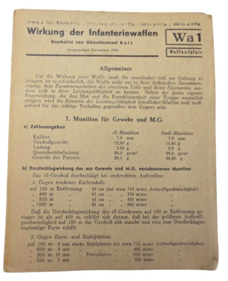 a German WW2 Effects of Infantry Weapons flyer