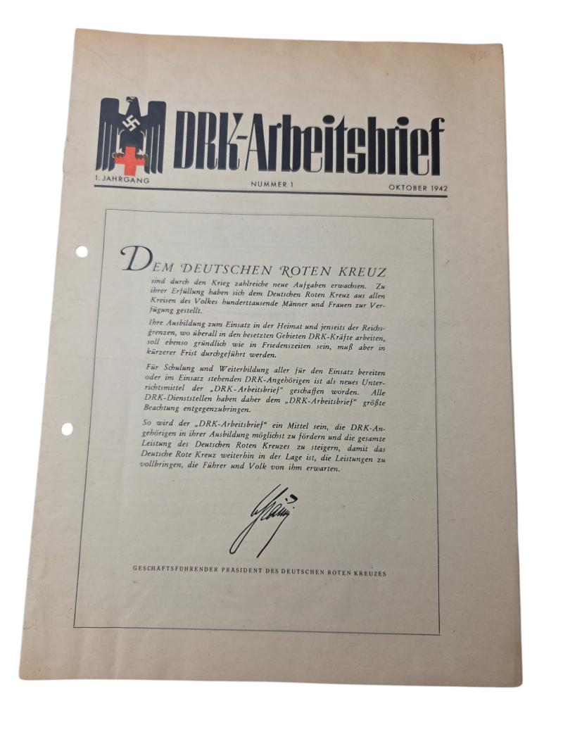 Rare WWII Document – DRK-Arbeitsbrief, oct 1942
